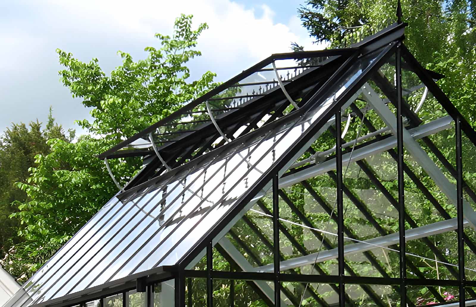 Classic greenhouse steep roof pitch